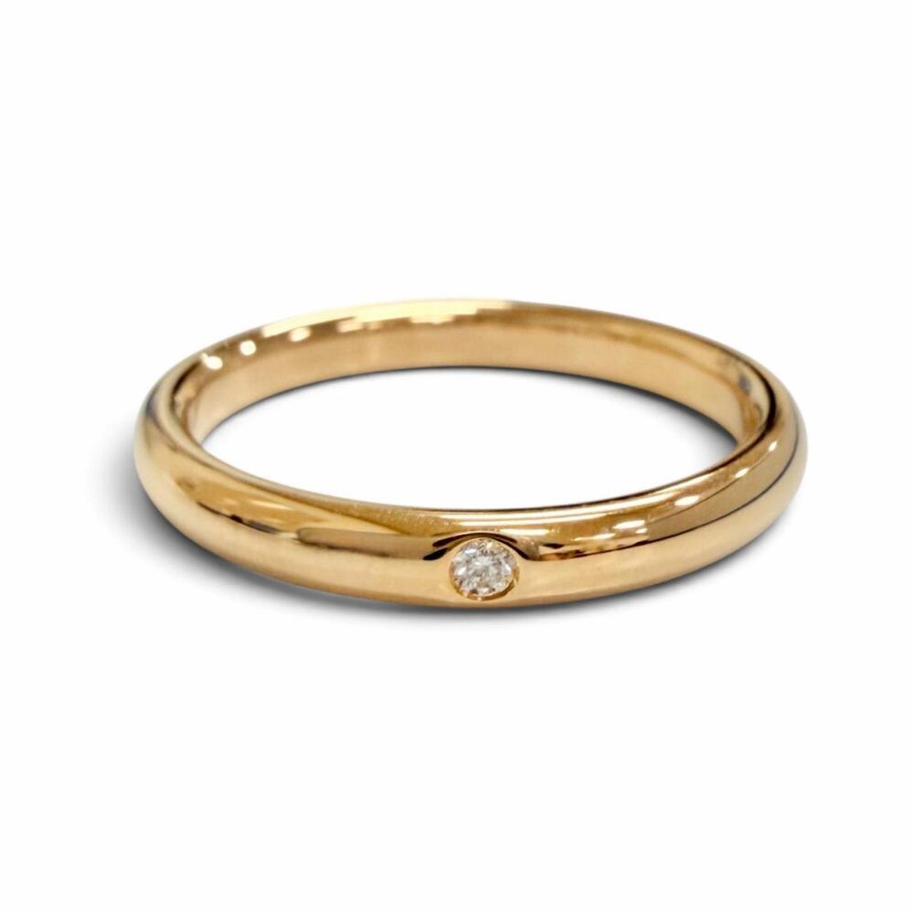 TIFFANY&Co. Tiffany Elsa Peretti Stacking Band Ring, 1P Diamond, 750 (PG) Pin...
